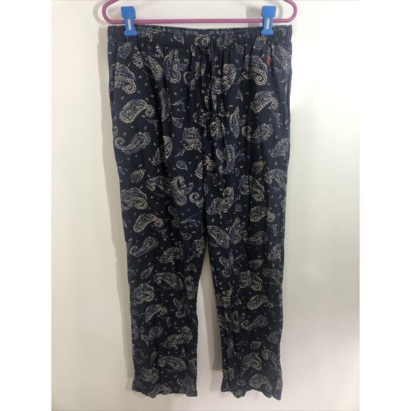 Polo Ralph Lauren Sleep Pants Medium Navy Paisley Elastic Waist Drawstring - Picture 4 of 7